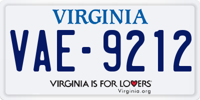 VA license plate VAE9212