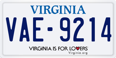 VA license plate VAE9214