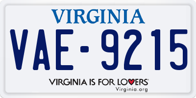 VA license plate VAE9215