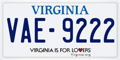 VA license plate VAE9222