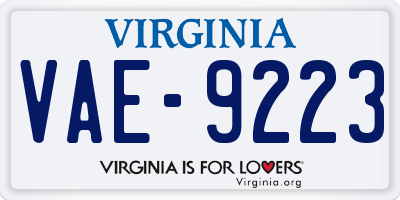VA license plate VAE9223