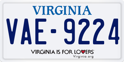 VA license plate VAE9224