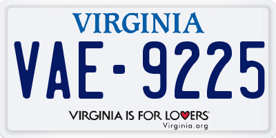 VA license plate VAE9225