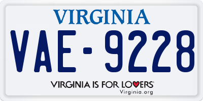 VA license plate VAE9228