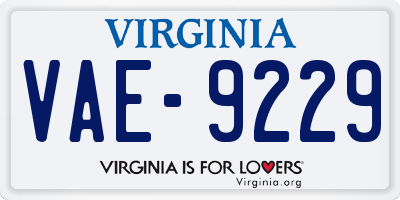 VA license plate VAE9229