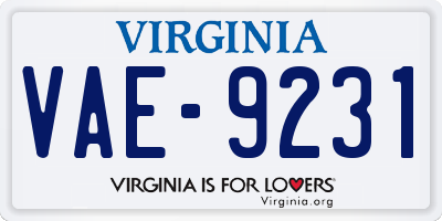 VA license plate VAE9231
