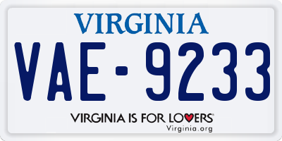 VA license plate VAE9233