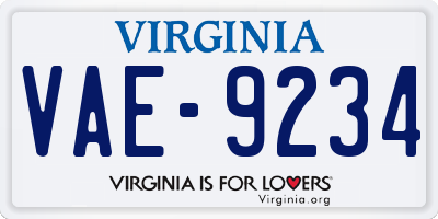 VA license plate VAE9234