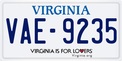 VA license plate VAE9235