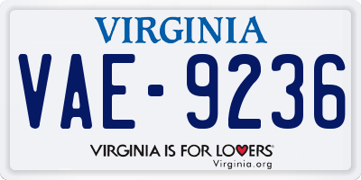 VA license plate VAE9236