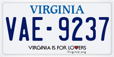 VA license plate VAE9237
