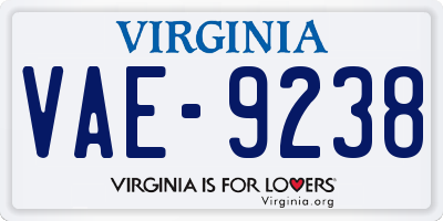 VA license plate VAE9238