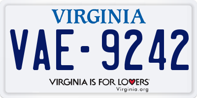 VA license plate VAE9242