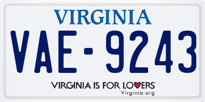 VA license plate VAE9243