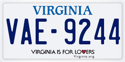 VA license plate VAE9244