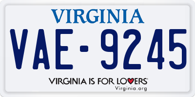 VA license plate VAE9245