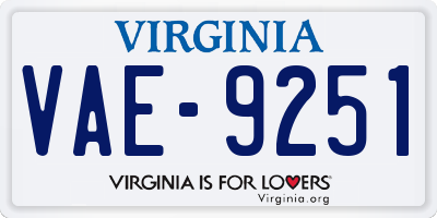 VA license plate VAE9251