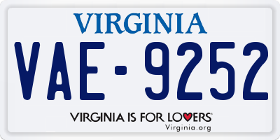 VA license plate VAE9252