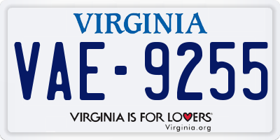 VA license plate VAE9255