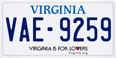VA license plate VAE9259
