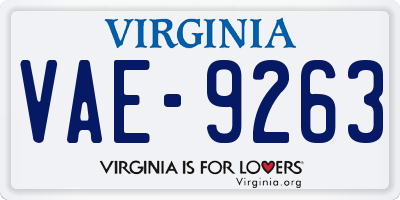 VA license plate VAE9263