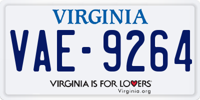 VA license plate VAE9264