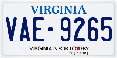 VA license plate VAE9265