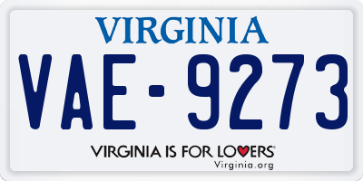 VA license plate VAE9273