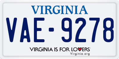 VA license plate VAE9278