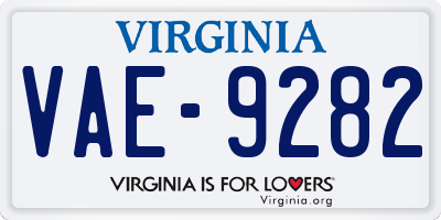 VA license plate VAE9282