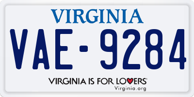 VA license plate VAE9284