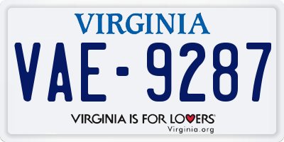 VA license plate VAE9287