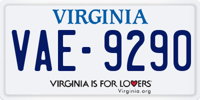 VA license plate VAE9290