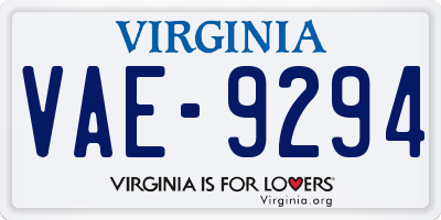 VA license plate VAE9294