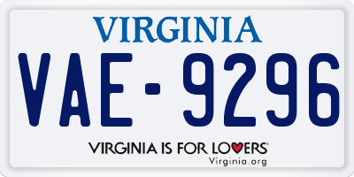 VA license plate VAE9296