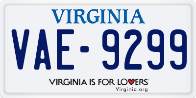 VA license plate VAE9299