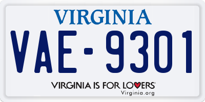 VA license plate VAE9301