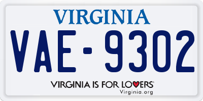 VA license plate VAE9302