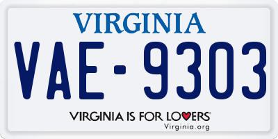 VA license plate VAE9303