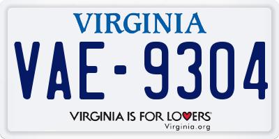 VA license plate VAE9304