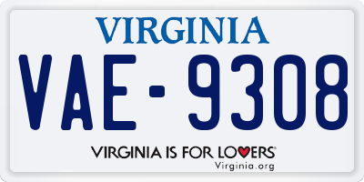 VA license plate VAE9308