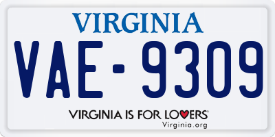 VA license plate VAE9309