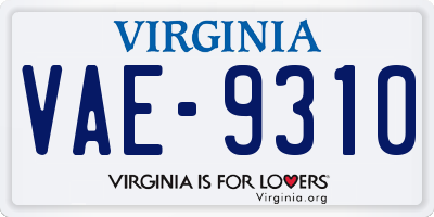 VA license plate VAE9310