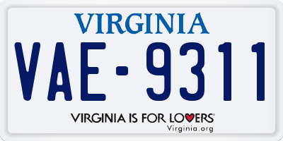 VA license plate VAE9311