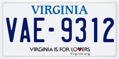 VA license plate VAE9312