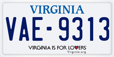 VA license plate VAE9313
