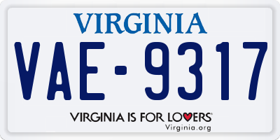 VA license plate VAE9317
