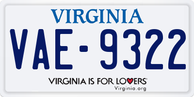 VA license plate VAE9322