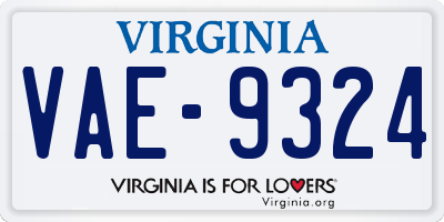 VA license plate VAE9324