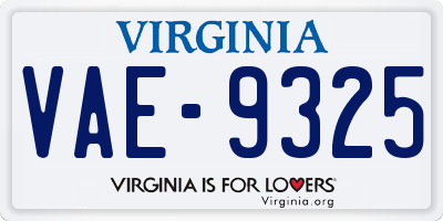 VA license plate VAE9325